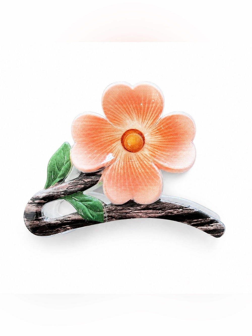 New Light Orange Flower Floral Daisy 3" Glossy Lobster Claw Hair Clip